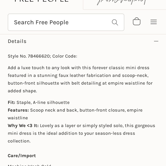NWOT Free People Elantra Faux Leather Mini Dress - Picture 13 of 13